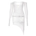 one-word collar hollow long-sleeved slim solid color see-through dress NSLGF134503