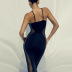sling backless wrap chest tight solid color see-through dress NSLGF134509