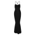cross suspender backless low-cut tight high waist solid color dress NSLGF134510