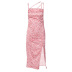 sling backless low-cut slim slit polka dot print dress NSLGF134538