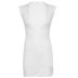 deep V irregular slim short sleeve solid color dress NSRUI134557
