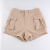 pantalones cortos ajustados de color sólido con bolsillo para herramientas de cintura alta NSRUI134560