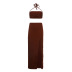 hanging neck backless high waist slit solid color vest and skirt set NSRUI134574