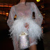 round neck slim feather long sleeve Fine sparkle dress NSAFS134598