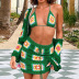 flower hand crochet hanging neck backless high waist wrap chest vest and skirt suit NSXE134615