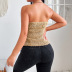 Plush zipper slit corset tube top NSAFS135568