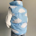 lapel cloud print full zipper sleeveless crop cotton waistcoat NSSWF135599