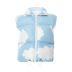 lapel cloud print full zipper sleeveless crop cotton waistcoat NSSWF135599