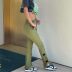 pantalones rectos de color liso con cintura alta y bolsillo con hebilla NSSWF135602
