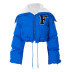 solid color letter fur collar zipper drawstring cotton jacket NSSWF135604
