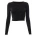solid color pullover long-sleeved Chinese knot buckle top NSSWF135614