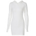 solid color knitted hooded long-sleeved sheath dress NSHTL135634