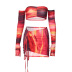 printing long-sleeved chest wrapping top wrinkled short skirt set NSLJ135639