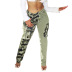 slim camouflage print high waist jeans NSMX135645