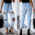 jeans rectos rotos con cintura alta elástica NSJRM135671