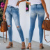 jeans ajustados con rotos en la cintura media NSJRM135672