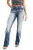 mid-waist micro-elasticity bootcut washed jeans NSJRM135678
