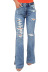 washed ripped micro-elasticity mid-waist bootcut jeans NSJRM135682
