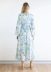 vestido elástico con estampado floral y manga larga con cuello en v NSJRM135684