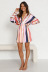 sexy v-neck striped long-sleeved button dress NSJRM135693