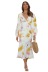 sexy v-neck lantern sleeves floral printed midi dress NSJRM135696