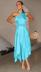 solid color slant shoulder folded large skirt prom dress NSJRM135703