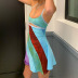 vestido de tiras escotado hueco con cuello halter y estampado a juego de colores NSGXF135722