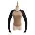 Long Sleeves Round Neck Cropped Raglan Sleeves Slim Fit Curved Hem T-Shirt NSXDX135741
