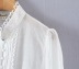 solid color Lace stitching single-breasted section sleeves shirt NSXDX135745