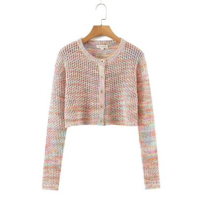 Tie-dye Button Knitted Single-breasted Long-sleeved Cardigan NSXDX135746