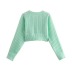 Round neck loose hollow long sleeve knitted crop sweater NSXDX135747