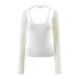 Pullover Camisole Long Sleeve Round Neck Slim Fit Two Piece top Set  NSXDX135755