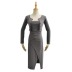 solid color Single-breasted long-sleeved cardigan coat slit slip dress set NSXDX135756