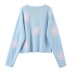 Round neck flower long sleeves loose pullover sweater NSXDX135758