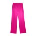 pantalones de pierna ancha de textura de satén de seda de cintura alta de color sólido NSAM135772