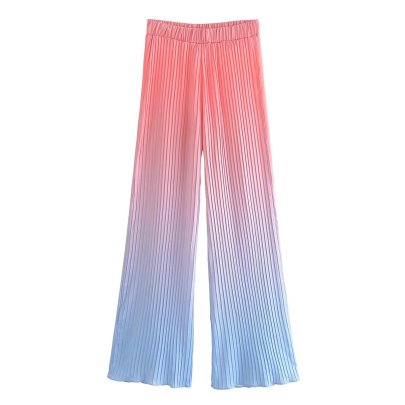 Elastic Waist Gradient Color Pleated Bell-bottoms Pants NSAM135775
