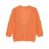 solid color jacquard mesh V-neck knitted crop cardigan NSAM135778