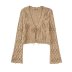solid color V-neck long sleeve hollow bow knitted cardigan NSAM135780