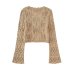 solid color V-neck long sleeve hollow bow knitted cardigan NSAM135780