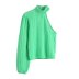 solid color Asymmetric Sleeve Knit turtleneck Sweater NSAM135782