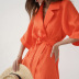 solid color cotton and linen long skirt waist A-line dress multi colors NSSQS135786