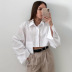 solid color Asymmetric stitching crop shirt NSSQS135790
