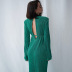 solid color pleated hollow back long sleeve dress NSSQS135793