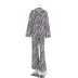 print zebra pattern trousers and long sleeve shirt two-piece set NSSQS135794