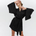 solid color wrap satin long-sleeved dress bath robe  NSSQS135801