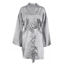 solid color wrap satin long-sleeved dress bath robe  NSSQS135801