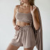solid color knitted camisole cardigan and shorts three-piece set NSSQS135810