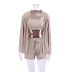 solid color knitted camisole cardigan and shorts three-piece set NSSQS135810