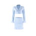 solid color furry deep V-neck long-sleeved crop top tight skirt set NSSFN135820