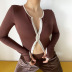 tight long-sleeved contrast color stitching crop cardigan NSSFN135822